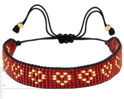 Bransoletka z elementami z żółtego złota i koralikami - serca