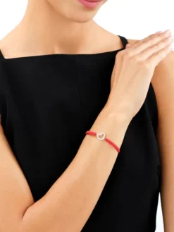 Bransoletka z elementami srebra i cyrkoniami - serce