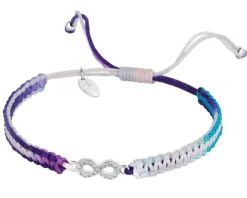 Bransoletka z elementami srebra i cyrkoniami z efektem Tie Dye - nieskończoność