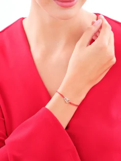 Bransoletka z elementami srebra i cyrkonią - serce