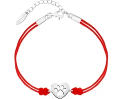 Bransoletka z elementami srebra - serce, łapka