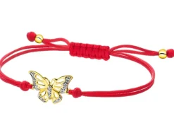 Bransoletka z elementami żółtego złota i diamentami - motyl - 0,01 ct - próba 585