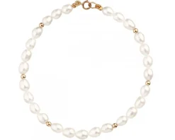 Bransoletka z elementami z żółtego złota - perły