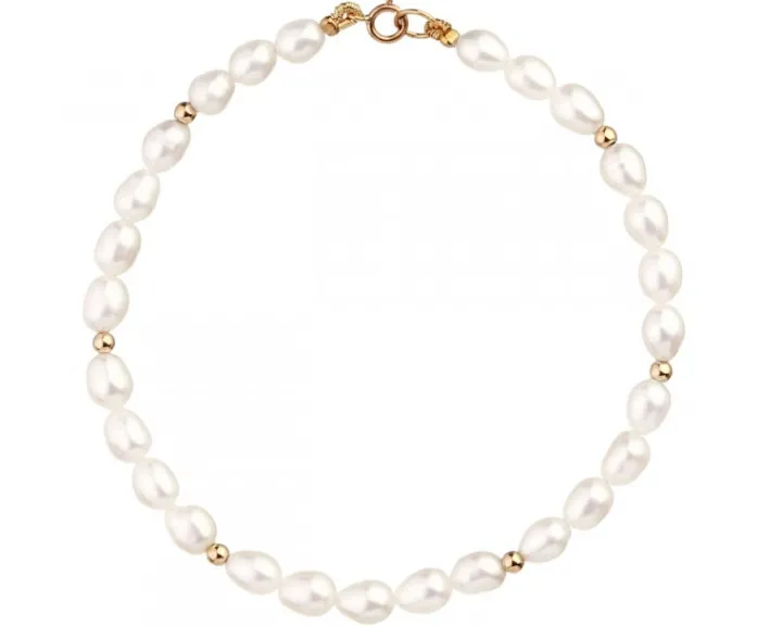 Bransoletka z elementami z żółtego złota - perły