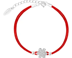 Bransoletka z elementami srebra i cyrkoniami - kwiat