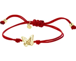 Bransoletka z elementami srebra - litera A, motyl