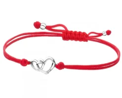 Bransoletka z elementami białego złota i diamentem - serca - 0,004 ct - próba 375