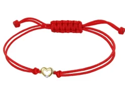 Bransoletka z elementami żółtego złota z diamentem - serce - 0,004 ct - próba 375