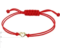 Bransoletka z elementami żółtego złota z diamentem - serce - 0,004 ct - próba 375