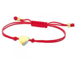 Bransoletka z elementami żółtego złota i brylantem - serce - 0,008 ct - próba 375