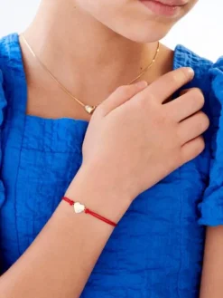 Bransoletka z elementami żółtego złota i brylantem - serce - 0,008 ct - próba 375