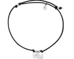 Bransoletka z elementami srebra - litera M, koniczyna