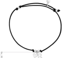 Bransoletka z elementami srebra - litera R, serce