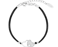 Bransoletka z elementami srebra i cyrkoniami - serca