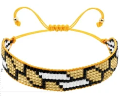 Bransoletka z elementami z żółtego złota i koralikami