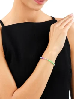 Bransoletka z elementami srebra i cyrkoniami z efektem Tie Dye - nieskończoność