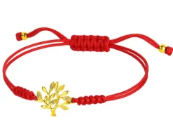 Bransoletka z elementami żółtego złota i diamentami - drzewko - 0,01 ct - próba 375