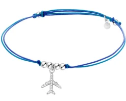 Bransoletka z elementami srebra i cyrkoniami - samolot