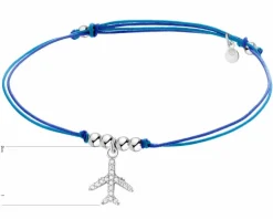 Bransoletka z elementami srebra i cyrkoniami - samolot