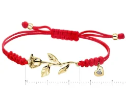 Bransoletka z elementami żółtego złota i diamentem - róża, serce - 0,005 ct - próba 375