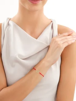 Bransoletka z elementami z żółtego złota - kwiat lotosu