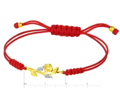 Bransoletka z elementami żółtego złota i diamentami - róża - 0,02 ct - próba 375