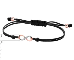 Bransoletka z elementami z różowego złota i diamentem - nieskończoność - 0,004 ct - próba 585