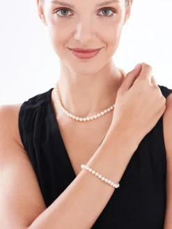 Bransoletka z elementami z żółtego złota - perły