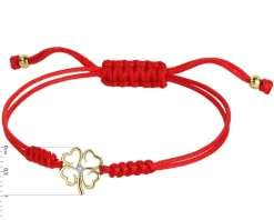 Bransoletka z elementami żółtego złota z brylantem - koniczyna - 0,008 ct - próba 375