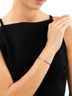 Bransoletka z elementami srebra i cyrkoniami z efektem Tie Dye - nieskończoność