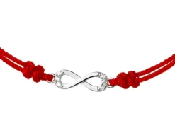 Bransoletka z elementami srebra i cyrkoniami - nieskończoność