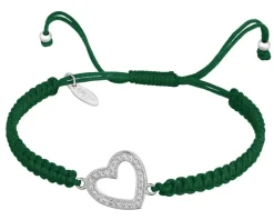Bransoletka z elementami srebra i cyrkoniami - serce