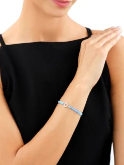 Bransoletka z elementami srebra i cyrkoniami z efektem Tie Dye - serce