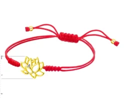 Bransoletka z elementami żółtego złota i diamentem - kwiat lotosu - 0,008 ct - próba 375