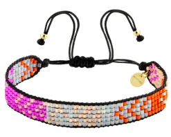 Bransoletka z elementami z mosiądzu pozłacanego i szklanymi koralikami