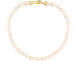 Bransoletka z elementami z żółtego złota - perły