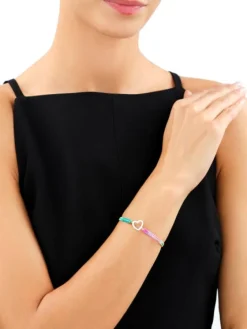 Bransoletka z elementami srebra z efektem Tie Dye - serce