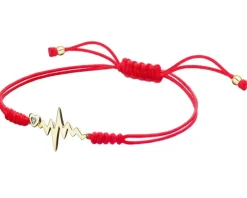 Bransoletka z elementami żółtego złota i diamentem - EKG serca - 0,005 ct - próba 375