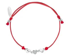 Bransoletka z elementami srebra i cyrkoniami - serca