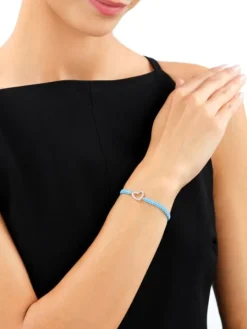 Bransoletka z elementami srebra i cyrkoniami - serce