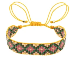 Bransoletka z elementami z żółtego złota i koralikami