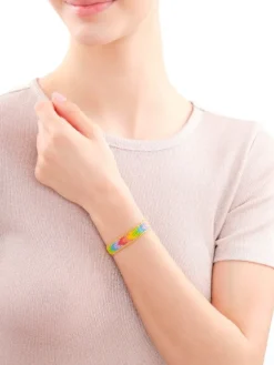 Bransoletka z elementami z żółtego złota i koralikami