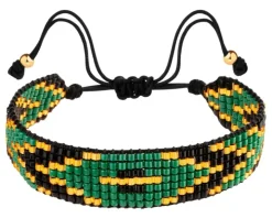 Bransoletka z elementami z żółtego złota i koralikami