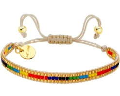 Bransoletka z elementami z mosiądzu pozłacanego i szklanymi koralikami