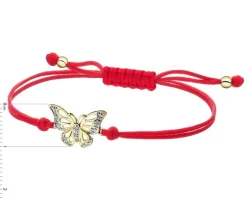 Bransoletka z elementami żółtego złota i diamentami - motyl - 0,01 ct - próba 375