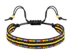 Bransoletka z elementami z żółtego złota i koralikami