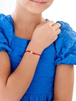 Bransoletka z elementami żółtego złota i diamentami - miś, serce - 0,006 ct - próba 375