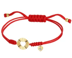 Bransoletka z elementami żółtego złota i diamentem - serca - 0,003 ct - próba 375