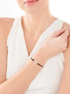 Bransoletka z elementami srebra i cyrkoniami - serca