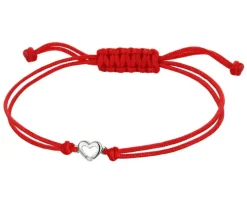 Bransoletka z elementami białego złota z diamentem - serce - 0,004 ct - próba 585